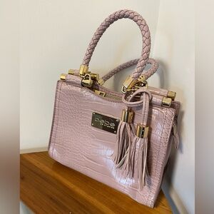 bebe light pink lavender faux crocodile mini purse